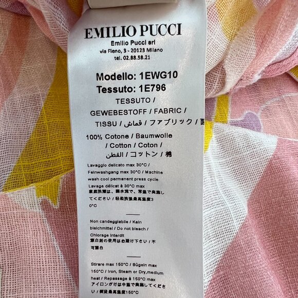 EMILIO PUCCI PINK YELLOW COTTON DRESS MODEL 1EWG10 SIZE IT 40 / US 6 NWOTS! - Picture 17 of 17